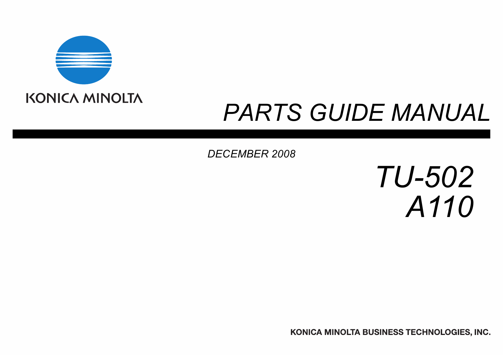 Konica-Minolta Options TU-501 A110 Parts Manual-1 Konica-Minolta Options TU-501 A110 Parts Manual-1